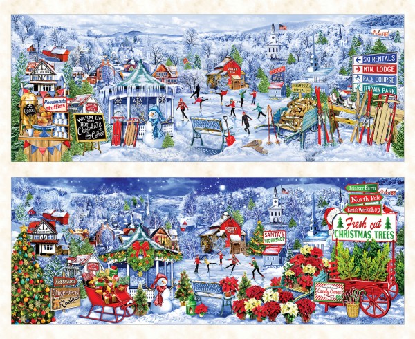 Weihnachtsstoff Motive Panel Winter Seasons Multi Christmas