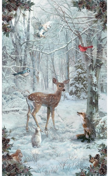 Weihnachtsstoff Panel Winter Tales Snow