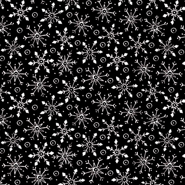 Schneeflocken Stoff All that Glitters is Snow Snowflakes Schwarz