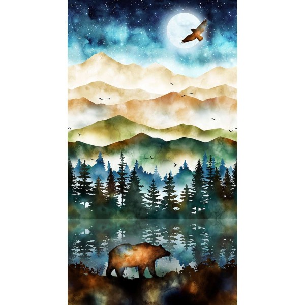 Aquarell Stoff Panel Starry Nights Moonstruck