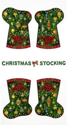 Nikolausstiefel Stoff Panel Seasons Greetings Stocking