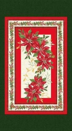 Weihnachtsstoff Panel Holiday Blooms Metallic